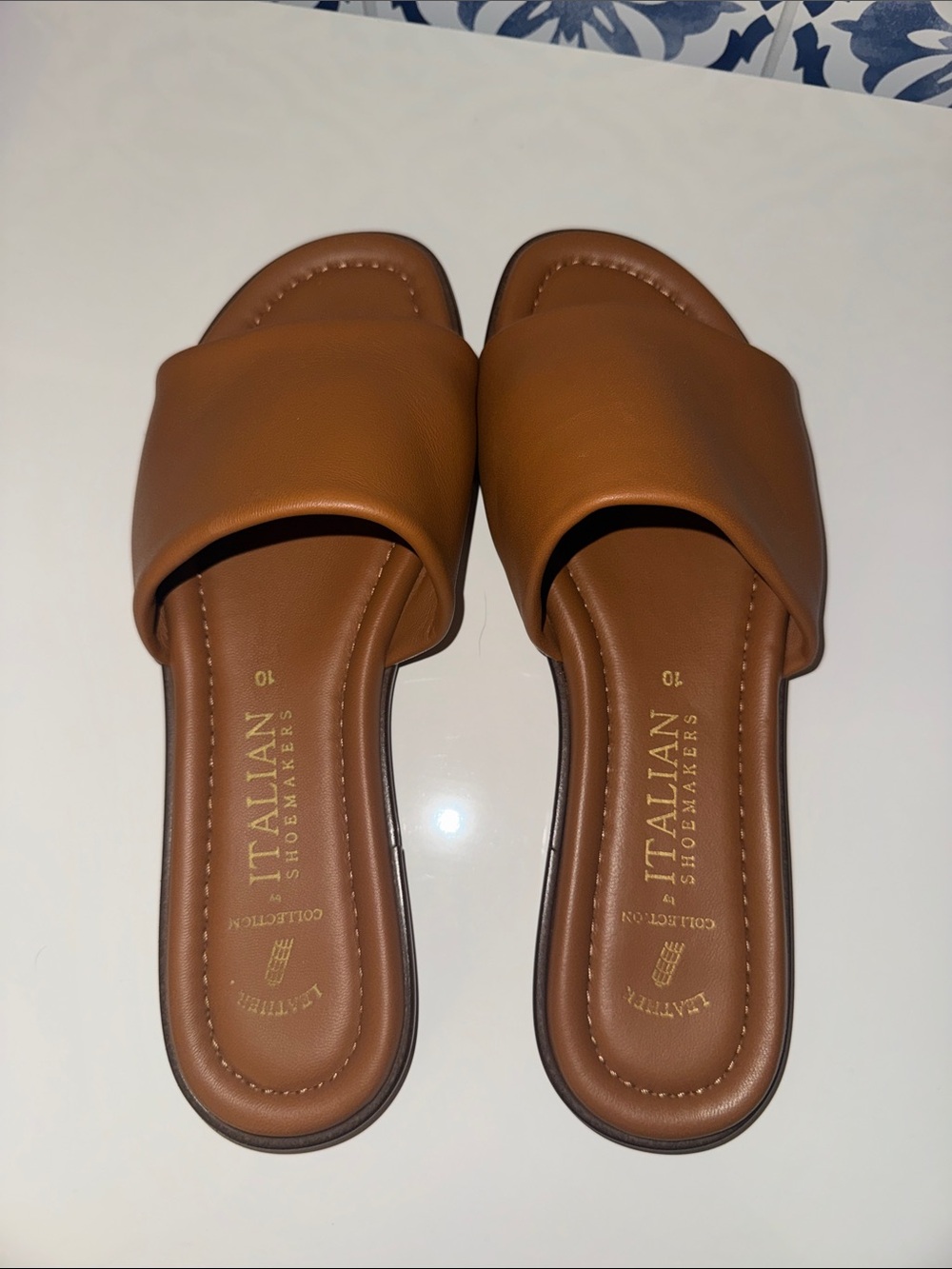 Italian Shoemakers Cognac Brown Slide Mules